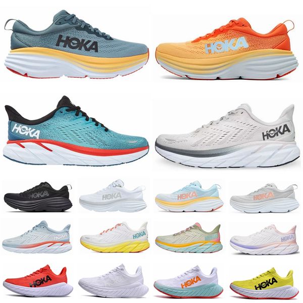 

designer hoka one clifton 8 running shoes bondi 8 triple black white lunar rock real teal blue fog trainers mist peach mountain spring mens