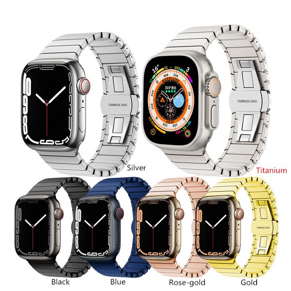 

Titanium Smart Straps Alloy Link Bracelet Stainless Steel Watchband Starlight Colour Straps Band Butterfly Clasp for Apple Watch Series 3 4 5 6 7 8 SE Ultra 42 2