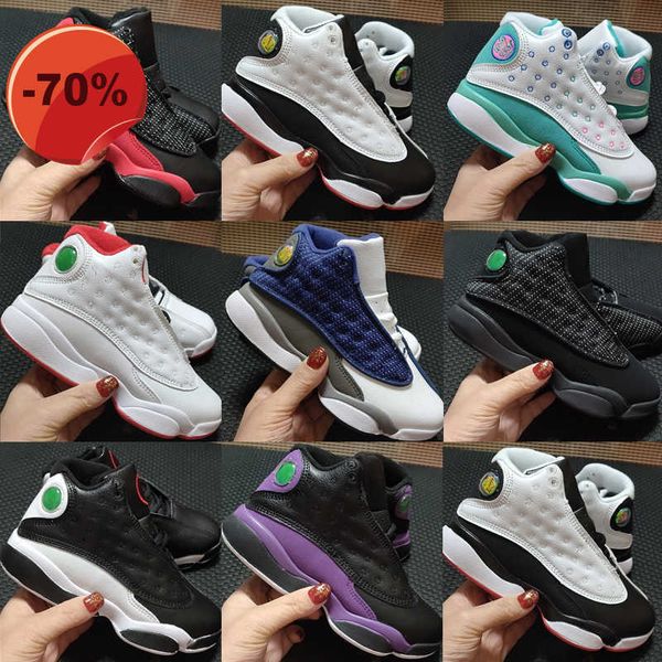 

og 2022 baby jumpman 13 kids basketball shoes youth children athletic 13s lucky green he got game chicago sports shoe for boy girls shoes wh, Black