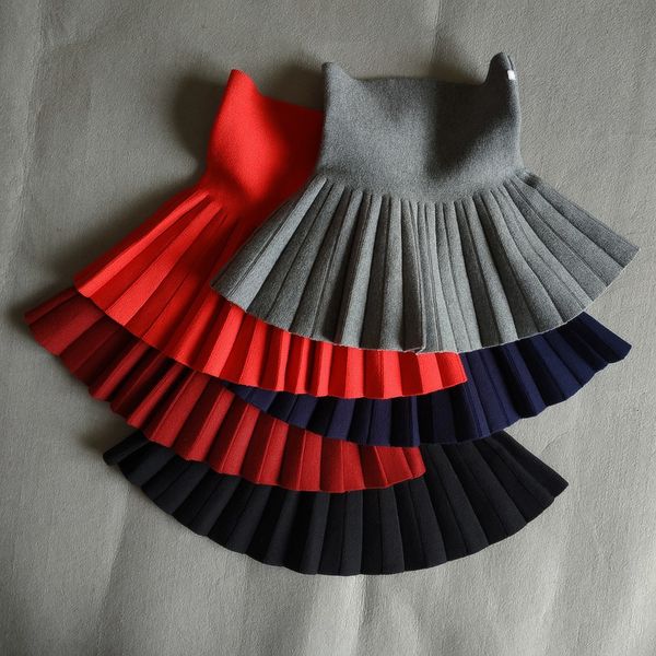 

skirts de peach winter baby girls pleated infant kids princess high waist knitted mini tutu skirt children clothes 212years 221125, Blue