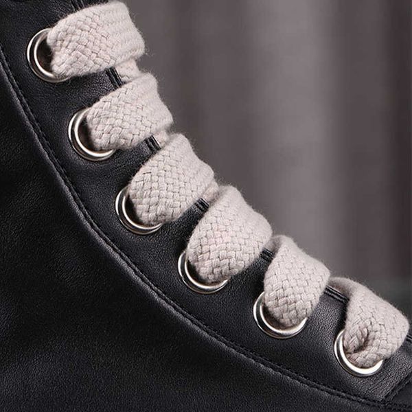 

rick sneakers shoes leather men 's casual shoes women 's boots high street minimalist style jumbo shoeslace owens designer h7cb, Black