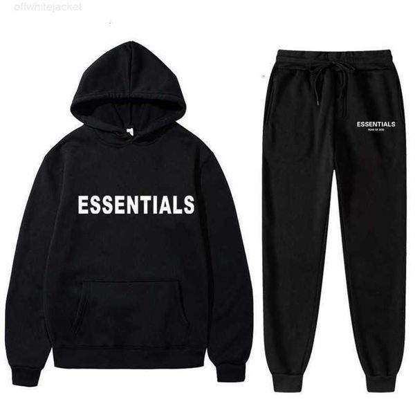

brand fashion tracksuits essentials casual printing men's sweater suit hoodie, Gray