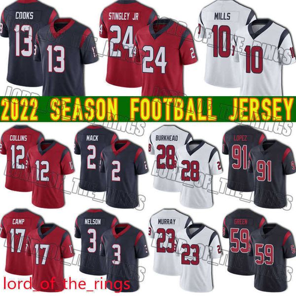 

24 derek stingley jr jersey football houstons davis mills brandin cooks rex burkhead''nfl''jerseys texan nico collins ma, Black;red