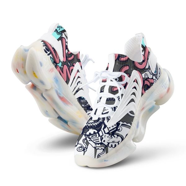 

custom mens basketball sports casual shoes elastic comfortable running fly weave light and breathable shoes white b27 trainers sneakers size