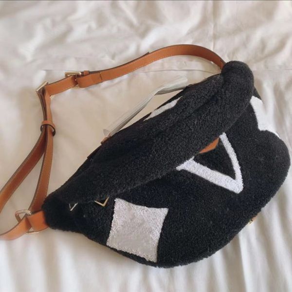 

mens womens waist bag winter teddy cashmere brand designer chest bags crossbody lamb wool nelon l classic shopping bag triangle gift