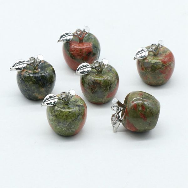 

christmas decoration wholesale unakite apple shape crystals healing stones crystal stone apple for gift, Silver