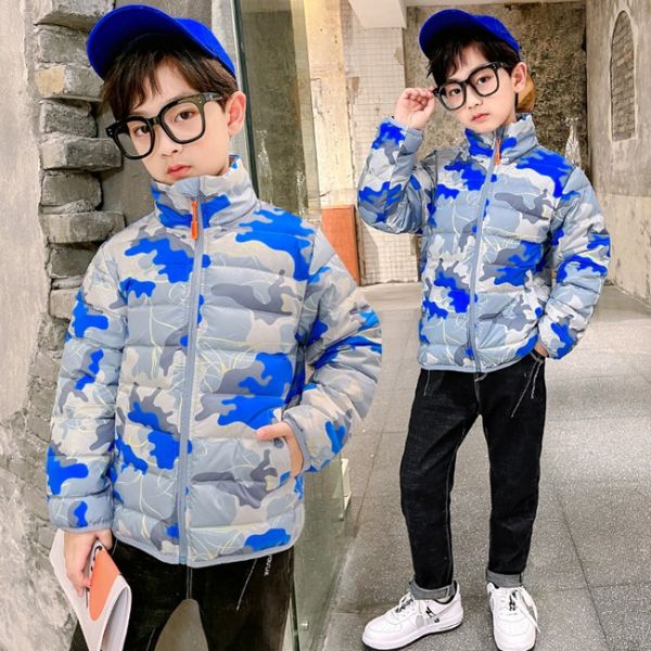 

down coat teen boys clothes down jackets winter fashion casual coat thick warm children's clothing camouflage print snowsuit 412 yrs 2, Blue;gray