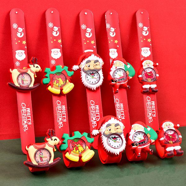 

lovely baby cartoon 3d christmas series watches boys girls kids students birthday party gift study time toy slap xmas elk snowman santa clau, Slivery;brown