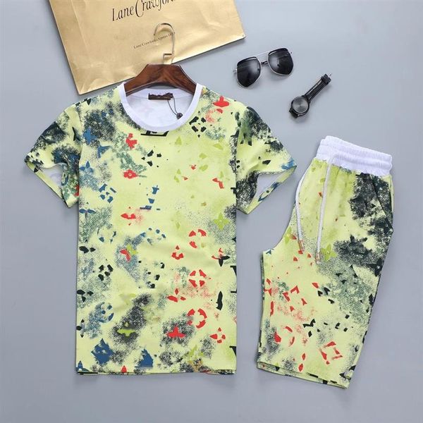 

bgaa luxurys designers men tracksuit summer clothing short sleeved sweat suits 2 pcs sets t shirt jogger suit shorts casual male s3081, Gray