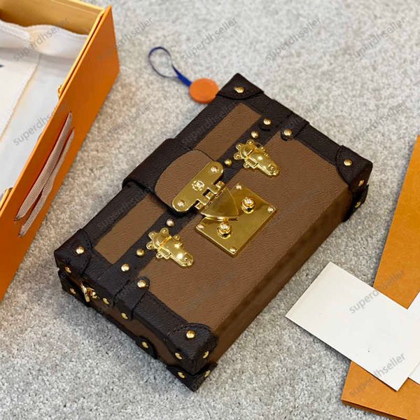 

handbags women trunk bag fashion shoulder bags designer mini square box leather old flower classical handbag crossbody wallets