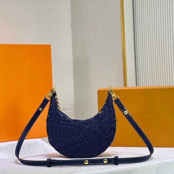 

designer bag detachable loop crossbody axillary bag denim shoulder handbag cruise baguette designer women chain jacquard weave white letter