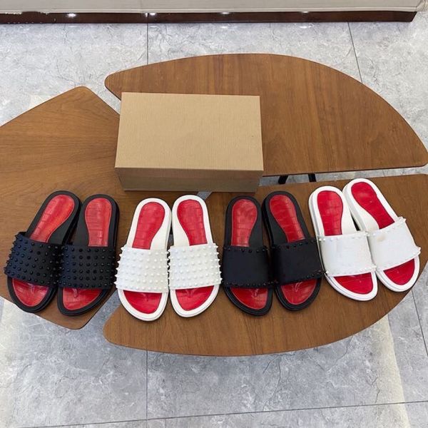 

new slipper men's designer sandals light luxe nails beach shoes graffiti red soles waterproof non-slip outdoor solid color flip-flops 3, Black