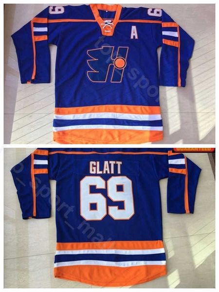 

the thug goon movie vintage 69 doug glatt halifax highlanders jerseys ice hockey sport all stitched breathable team color blue''nh, Black
