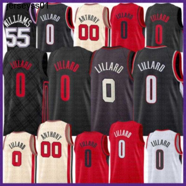 

2021 new damian 0 lillard basketball jersey cj 3 mccollum mens carmelo 00 anthony jason 55 williams mesh retro deaaron 5 fox grey, Black;red