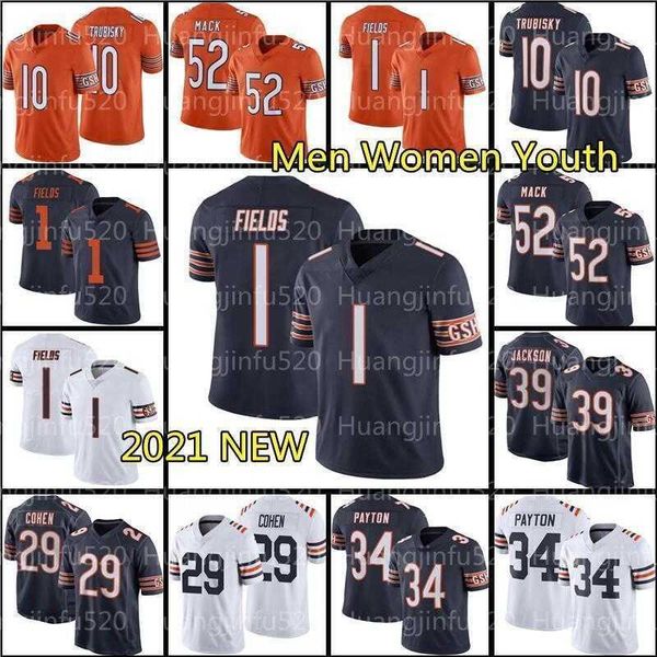 

jersey 1 justin fields''nfl''jersey 34 walter payton eddie jackson david montgomery 11 darnell mooney akiem hicks andy d, Black;red