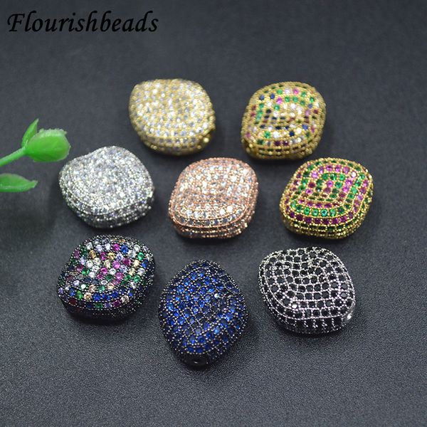 

17x20mm micro pave color cz square rectangle metal spacer decor beads for diy jewelry findings making bracelet accessories, Black