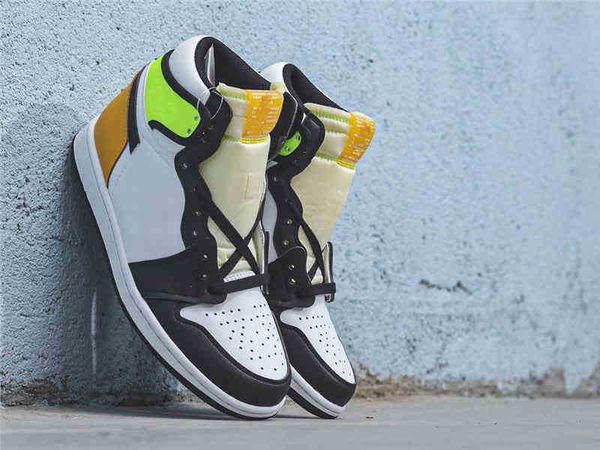 

basketball shoes university gold volt gold black white umpman 1s men women size eur36-eur46