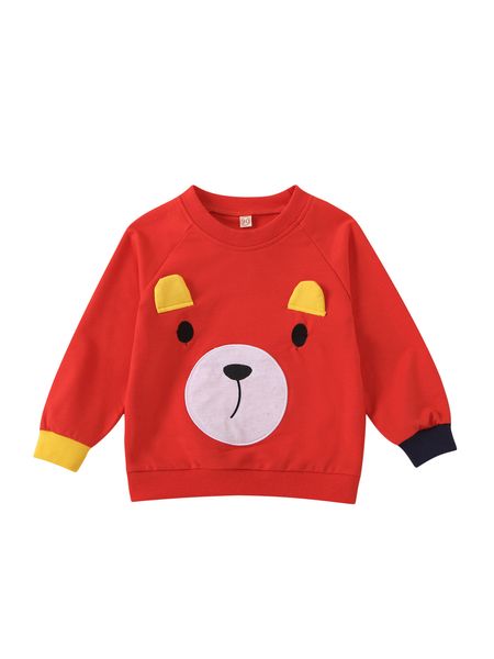 

children's wear color shirt matching cute cartoon bear head round neck long sleeve fashion hoodie, Blue