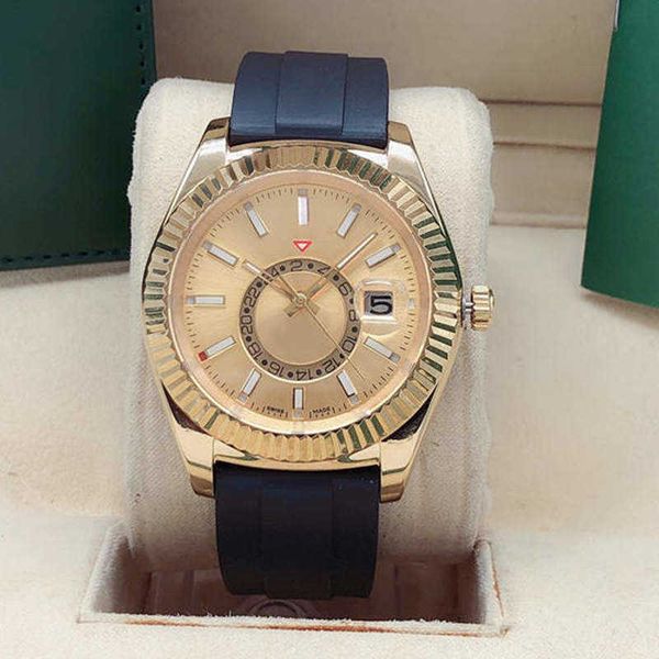 

automatic watches for men mechanical movement watch 41mm inside ring rotary rubber belt orologio reloj fashion lunette designer luxury wrist, Slivery;brown