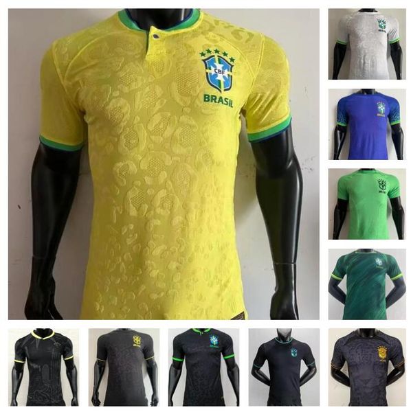 

22 23 richarlison soccer jerseys player version neres raphinha casemiro brazils football shirt g.jesus antony t.silva d.costa dani alves pel, Black;yellow