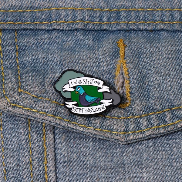 

sarcastic pigeon enamel pins custom brooches lapel badges funny cool animal jewelry gift for friends, Blue