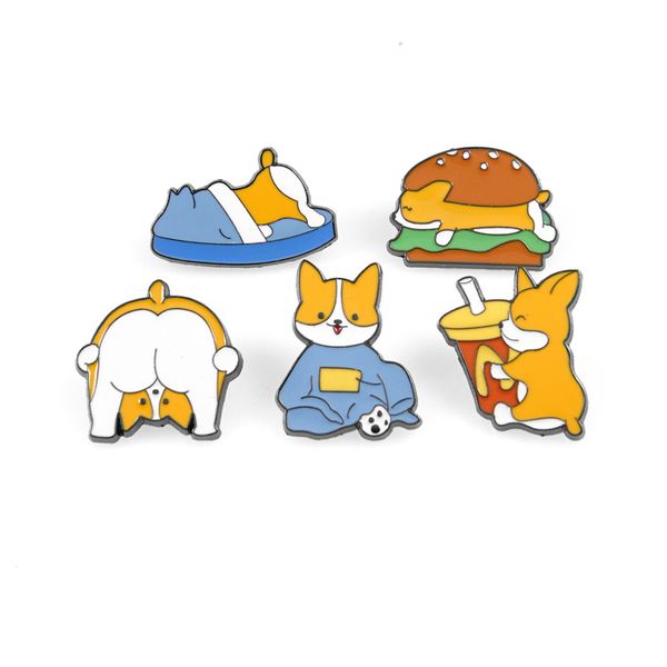 

cartoon illustration original keji small k series hamburger slippers cola household clothes alloy drip badge brooch, Blue