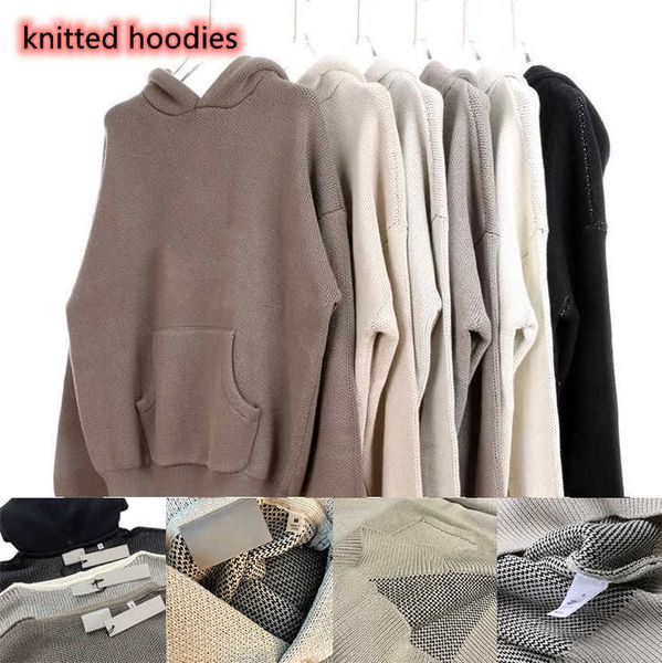 

loose mens designer hoodies ess knits hooded sweaters men women hoodie knits sweatshirt loose essenntials, Black