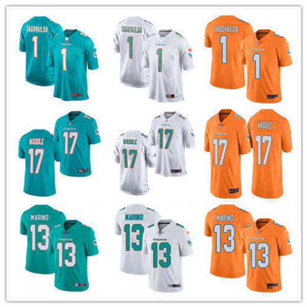 

man football jersey men women youth miami''dolphins''13 dan marino 1 tua tagovailoa 10 tyreek hill 17 jaylen waddle, Black;red