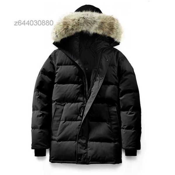 

canada down canadian parka waterproof cloth wolf fur hooded fourrure outwear raccoon furs warm coat goose 2 vg1f, Black
