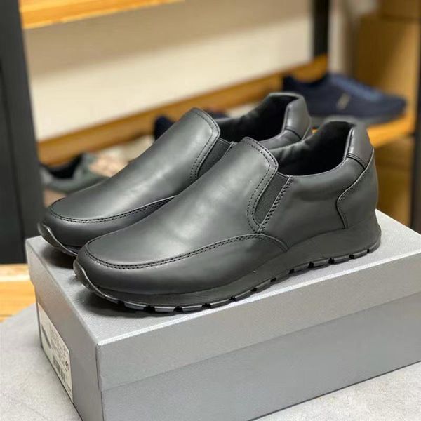 

2021the new not lace-up men genuine leather casual shoes fabric casual black shoesand classic shoess luxury designer two styles