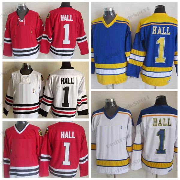 

vintage glenn hall hockey jerseys mens #1 stitched shirts blue white red classic ice jersey''nhl''shirt, Black;red