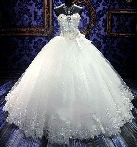

ball gown wedding dresses luxury beaded embroidery bridal gown princess gown, White