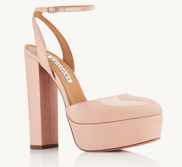 

brand aquazzuras fashion so high plateau womens sandals aura plexi sandal heels party wedding dress shoes heel back strap leather sole, Black