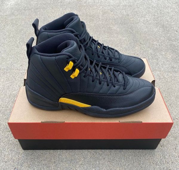 

2023 authentic 12 black taxi outdoor shoes 12s black yellow real carbon fiber men women sports sneakers with original box ct8013-071
