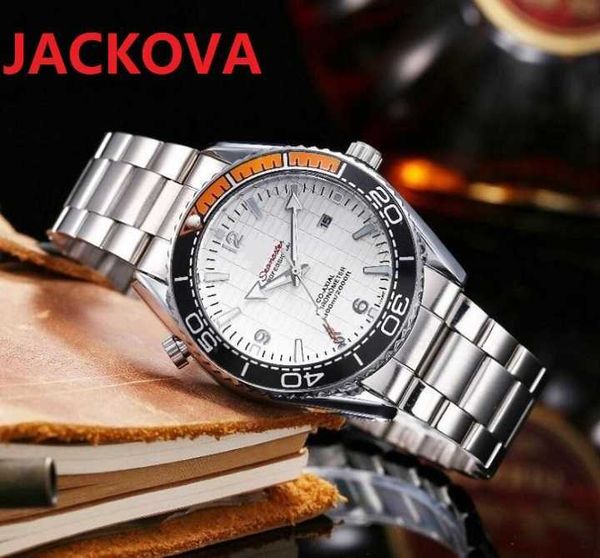 

watches luxury designer relogio masculino full stainless steel wristwatches chronograph quartz battery moonwatch professional 007 clock, Silver