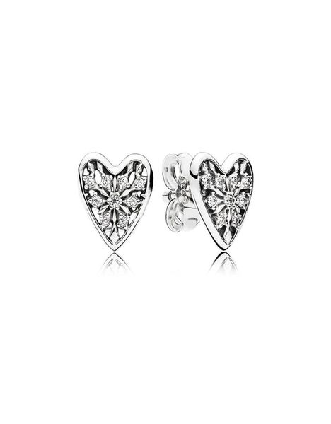 

925 sterling silver heartshaped earrings original box for pandora hearts of winter stud earrings sets women luxury designer earri2790082, Golden;silver