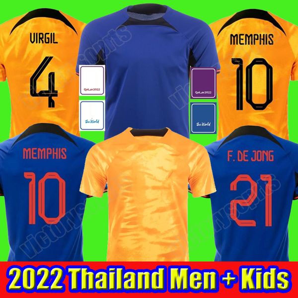 

2022 memphis soccer jerseys world cup de jong holland de ligt wijnaldum van dijk 22 23 football shirt men kids kit dumfries maillot camiseta, Black;yellow
