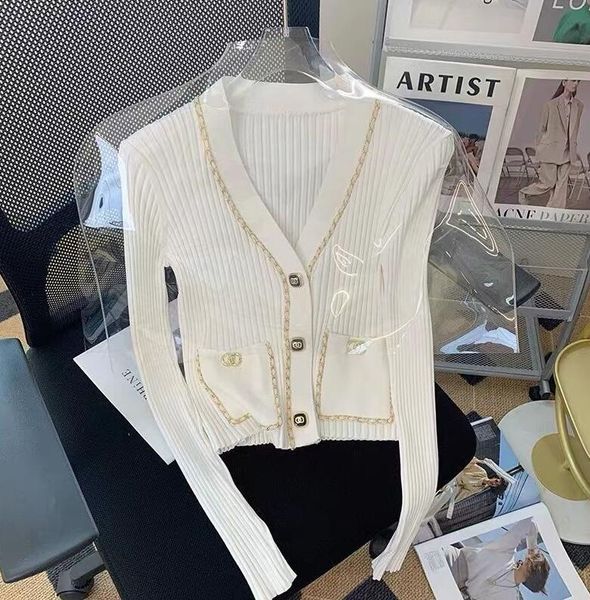 

2022cc autumn womens sweaters chain women sweater knitted designer cardigan women's clothing, White;black