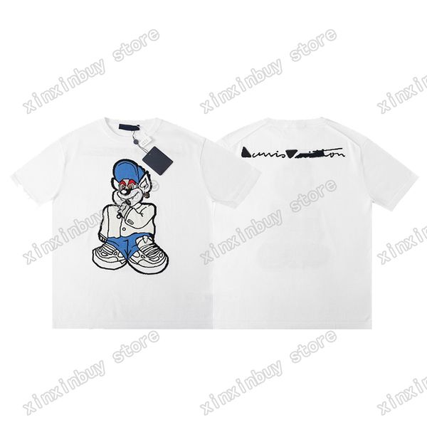 

xinxinbuy men designer tee t shirt animal letters jacquard short sleeve cotton women green white black grey xs-l, Black;brown
