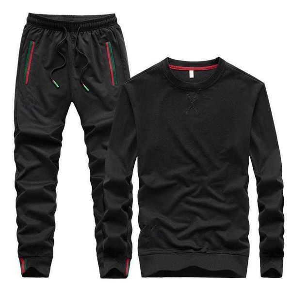 

men's tracksuits autumn embroidered pant o-neck long sleeved casual suit tracksuit men track two piece streetwear clothes sweater mens, Gray