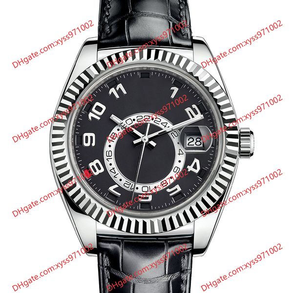 

aaa highquality men's watch 2813 automatic mechanical watch 326139 42mm black dial stainless steel sapphire glass leather strap wristwa, Slivery;brown