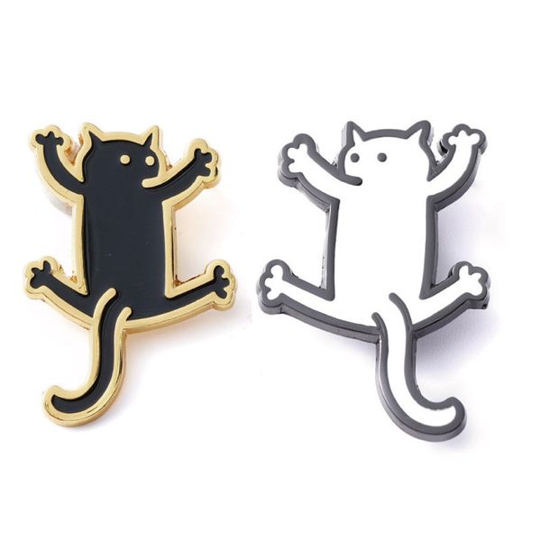 

black white cat brooch animal crawling cat dynamic cartoon simple decoration brooch badge bag accessories, Blue