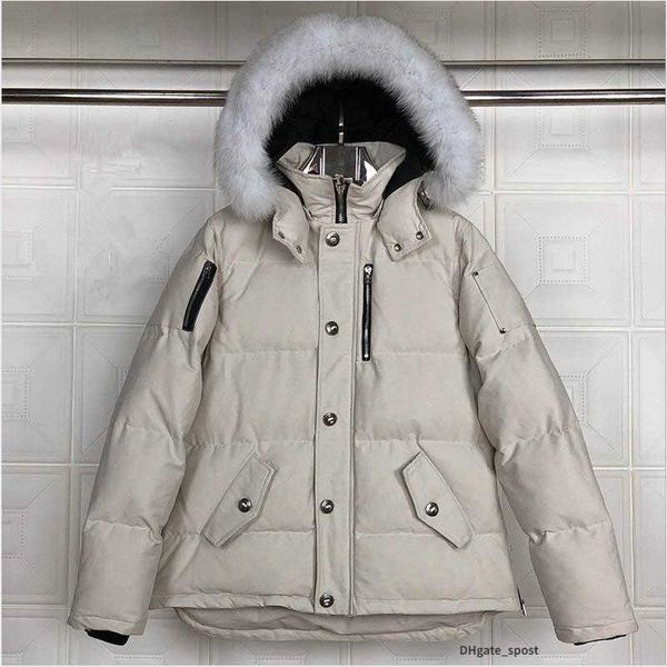 

men's down parkas jackets winter outdoor leisure moose down coats windproof overcoat waterproof and snow proof jacket thick colla real, Black