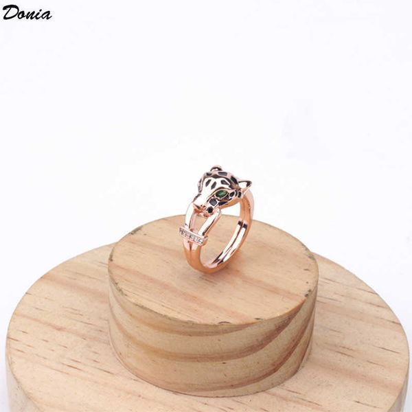 

2022 donia jewelry luxury ring fashion set green eye leopard titanium micro-inlaid zircon european and american creative designer gift no bo, Silver