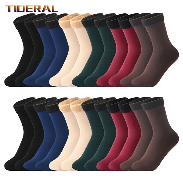 

socks hosiery 6 pairslot womenmen winter warm thicken thermal wool cashmere nylon snow black skin seamless velvet soft boots 221124, Black;white