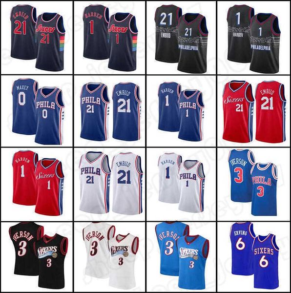 

jersey philadelphias men 1 james harden joel 21 embiid 76er tyrese 0 maxey retro allen 3 iverson julius 6 erving 2022 basketball jerseys&#03, Black;red