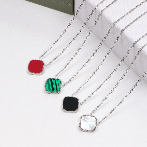

necklace classic pendant link for women elegant 4/four leaf clover locket necklace fashion high quaulit choker chains jewelry 18k plated gol, Silver