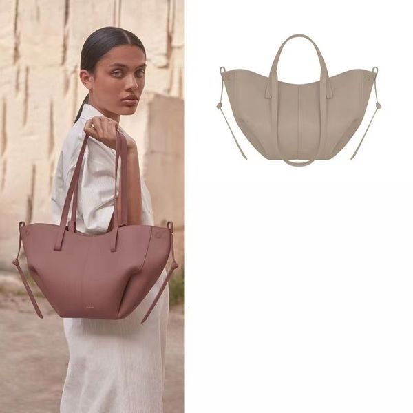 

evening bags new 5a polene cyme tote bag full-grain textured leather designer magnetic buckle closure handbag women suede inner lining luxur