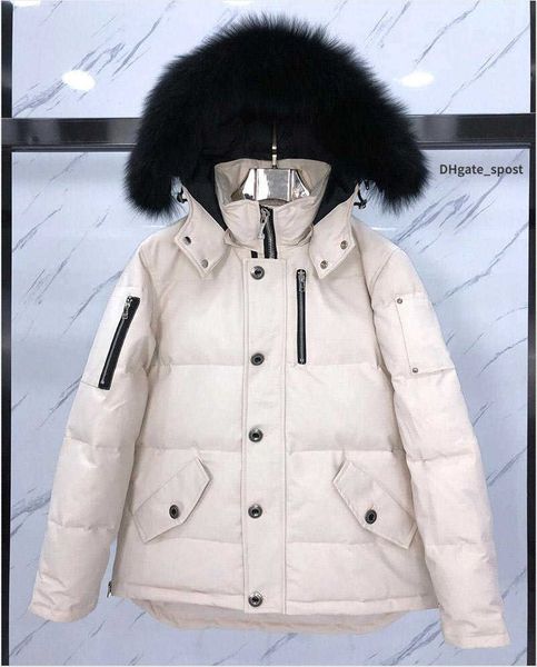 

men's down parkas jackets winter outdoor leisure moose down coats windproof overcoat waterproof and snow proof jacket thick colla real, Black