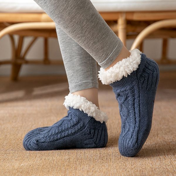 

socks hosiery woolen winter women thicked warm home bedroom slippers men non-slip foot warmer snow calcetines mujer 221124, Black;white